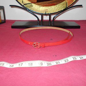 Belt ANN TAYLOR Orange Faux Snake Pattern Skinny Belt S